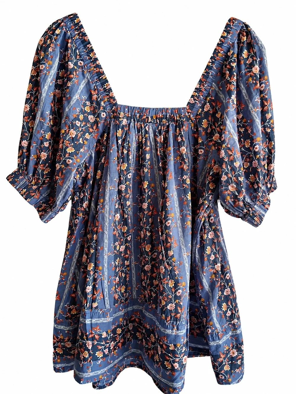 Free People Vintage Lover Floral Print Short Sleeve Blouse XS Like New Boho